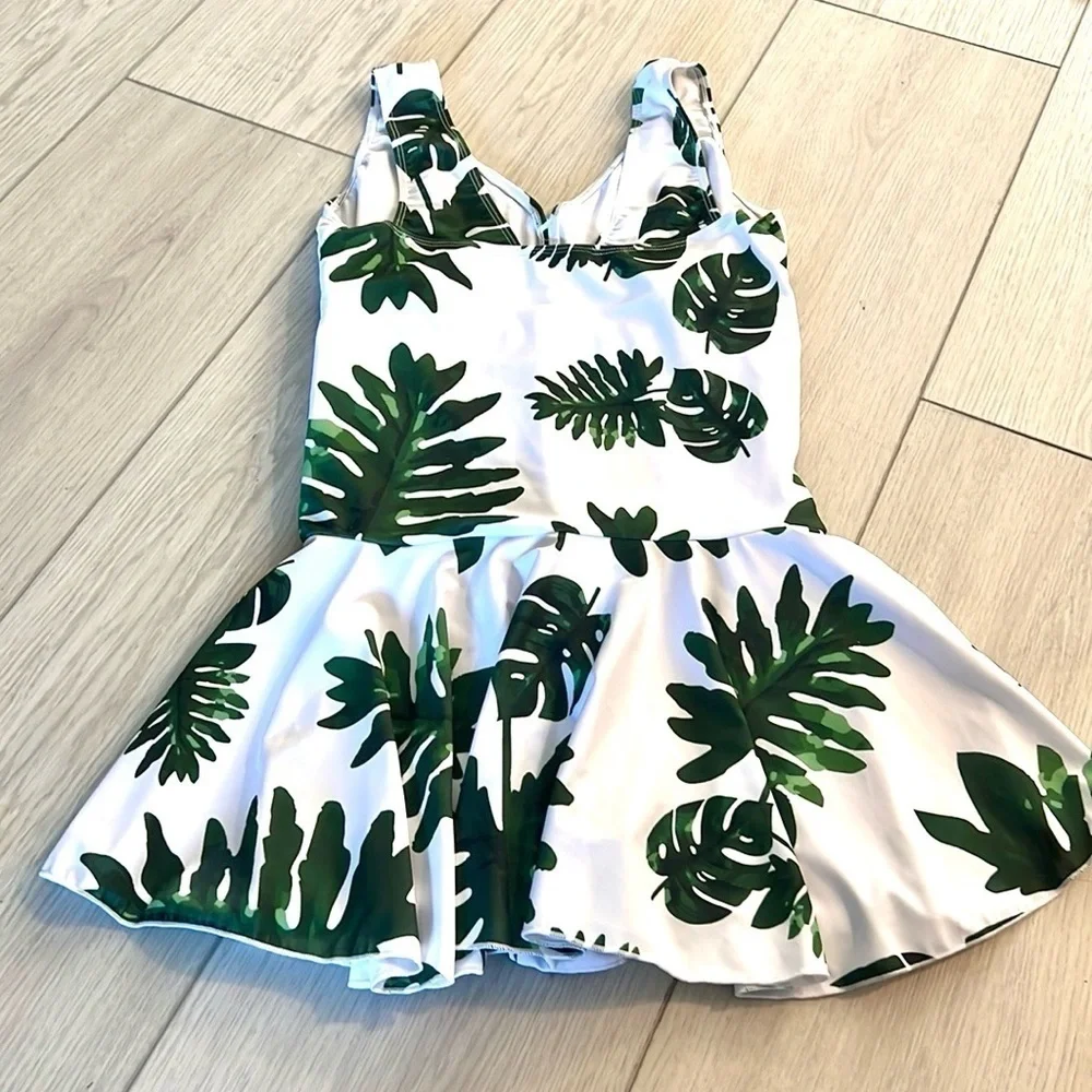 NBW,  One-Piece Palm Beach Bathing Suit with Attached Skort, Size M